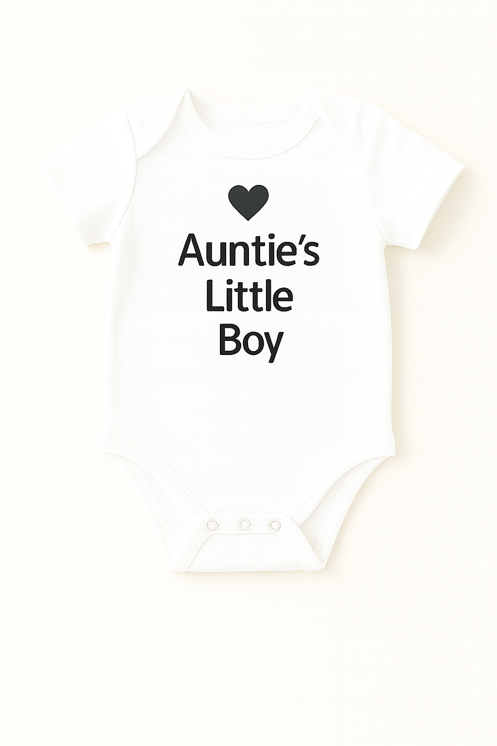 Kurzarm-Babybody mit Herzmotiv & Wunschtext (100% Baumwolle)