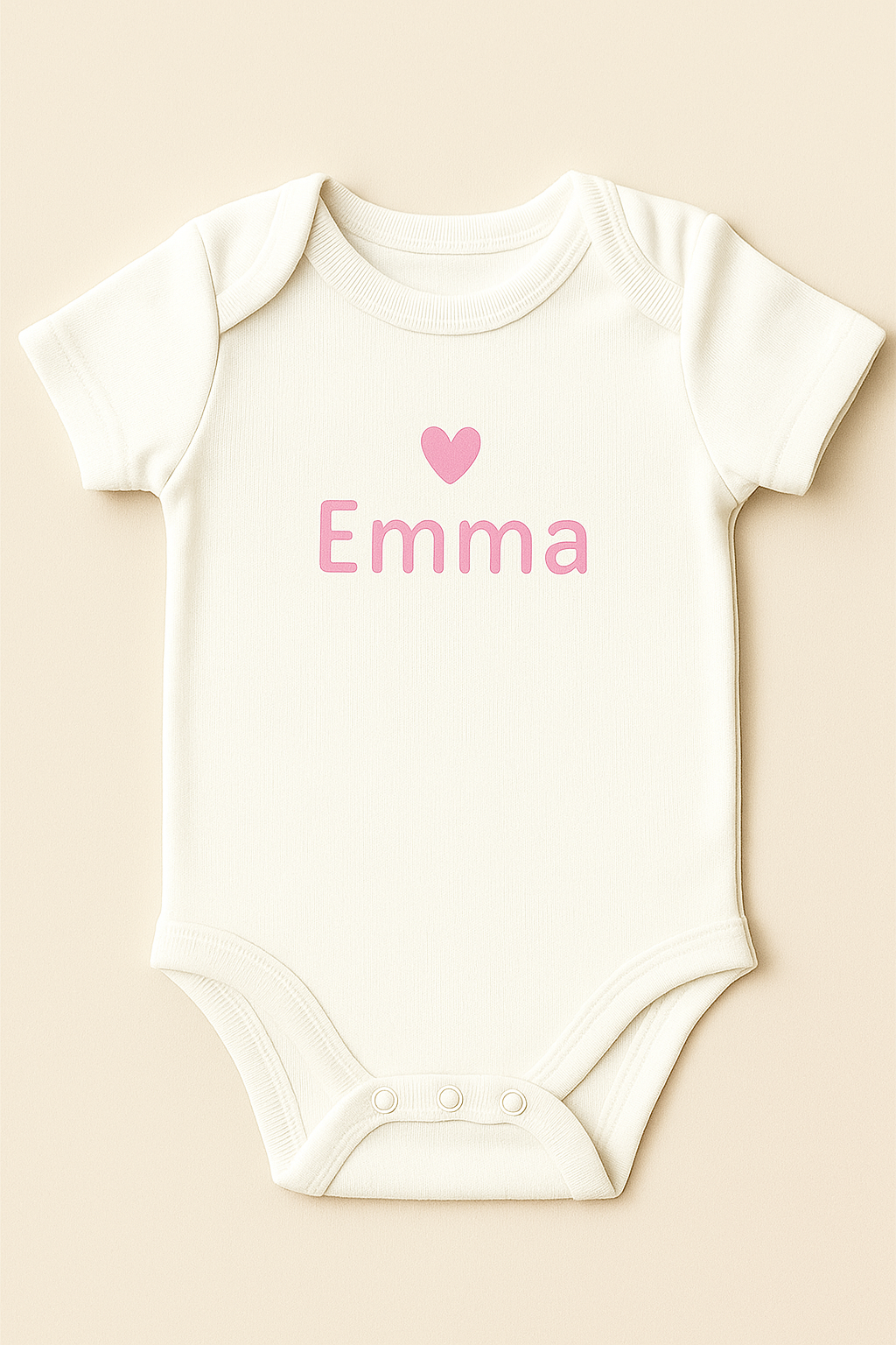 Personalized baby bodysuit with heart design & name (100% cotton)