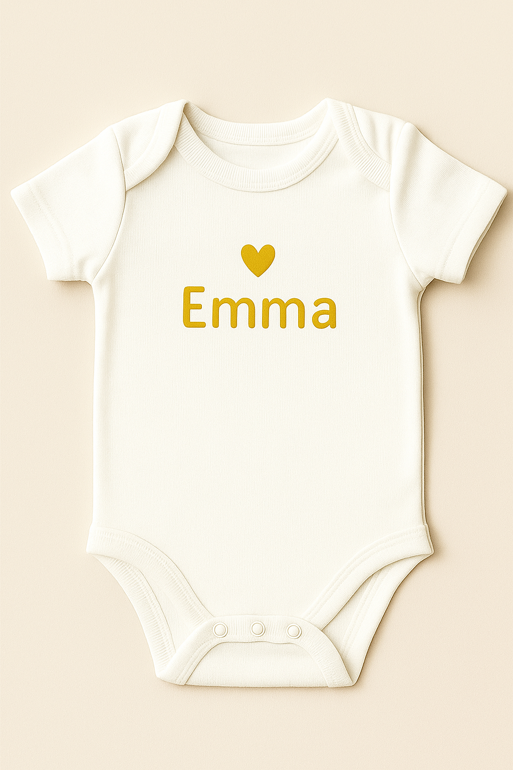 Personalized baby bodysuit with heart design & name (100% cotton)