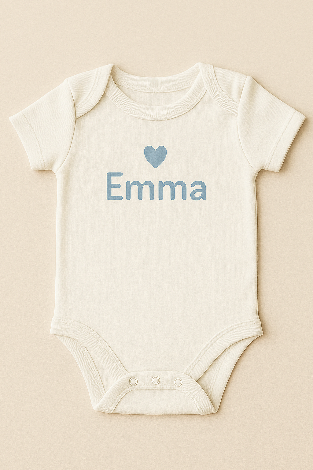 Personalized baby bodysuit with heart design & name (100% cotton)