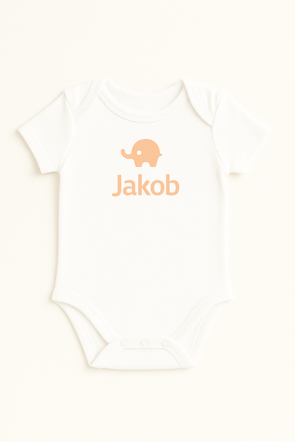Kurzarm-Babybody mit Elefantenmotiv & Namen (100% Baumwolle)