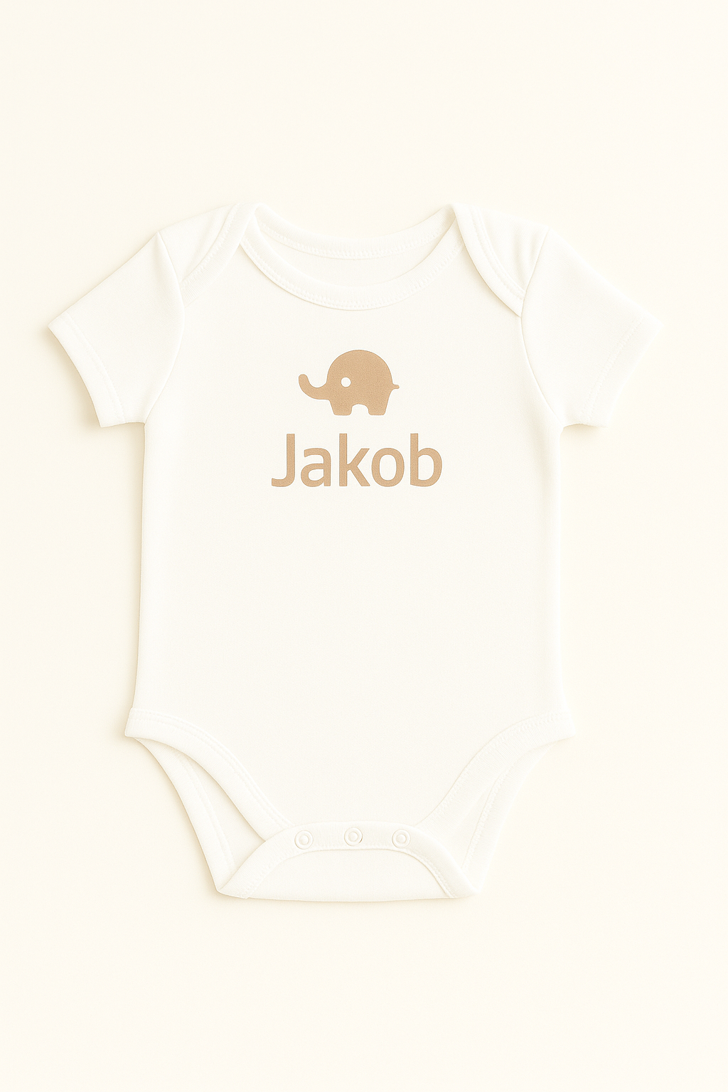 Kurzarm-Babybody mit Elefantenmotiv & Namen (100% Baumwolle)
