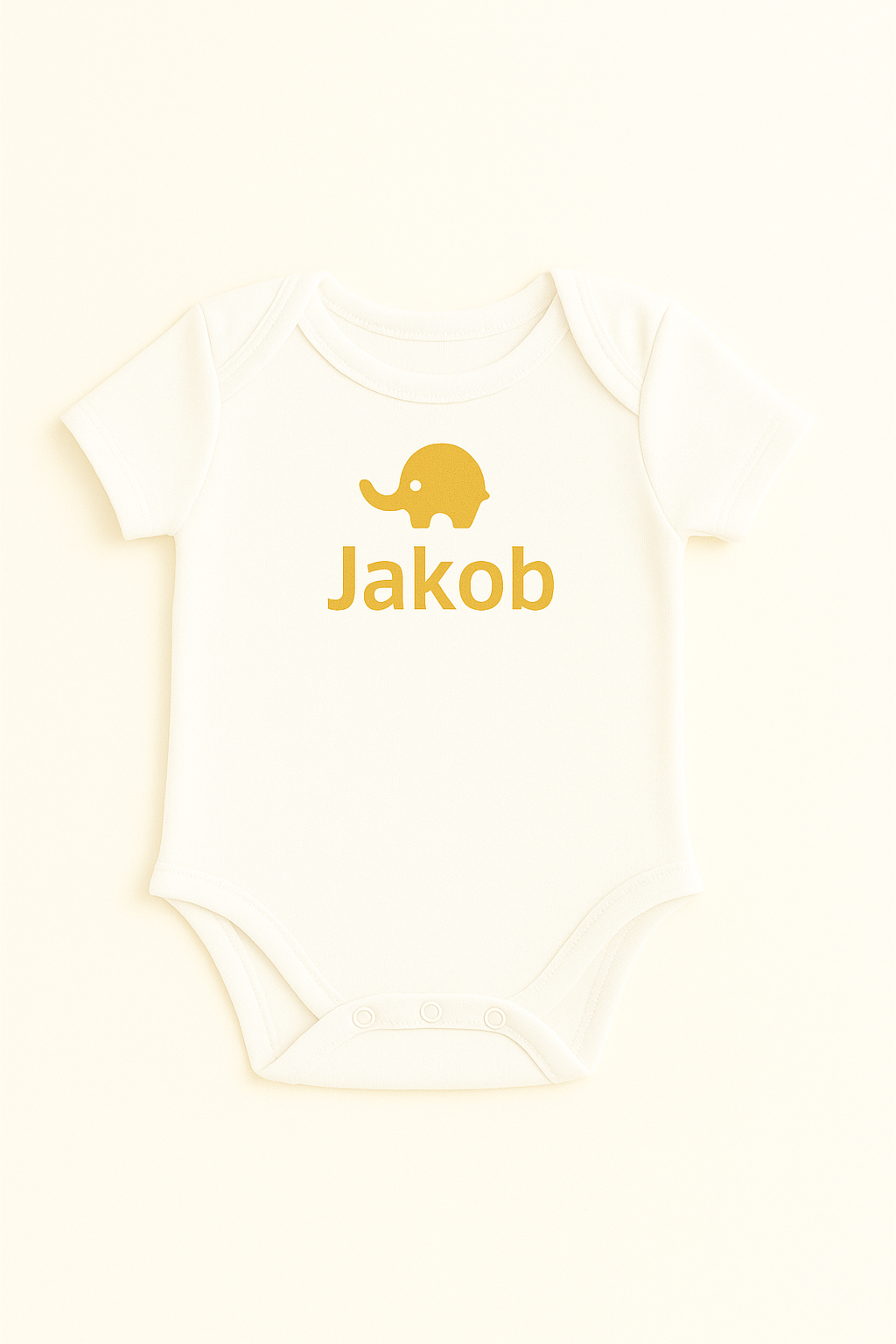 Kurzarm-Babybody mit Elefantenmotiv & Namen (100% Baumwolle)