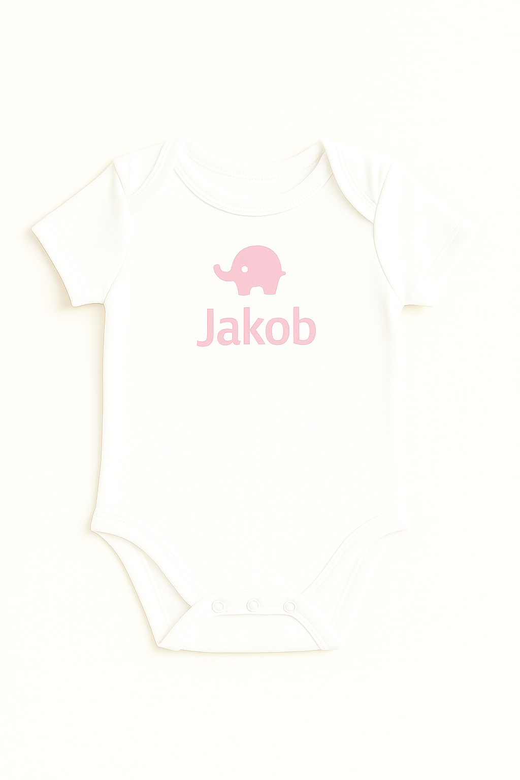 Kurzarm-Babybody mit Elefantenmotiv & Namen (100% Baumwolle)