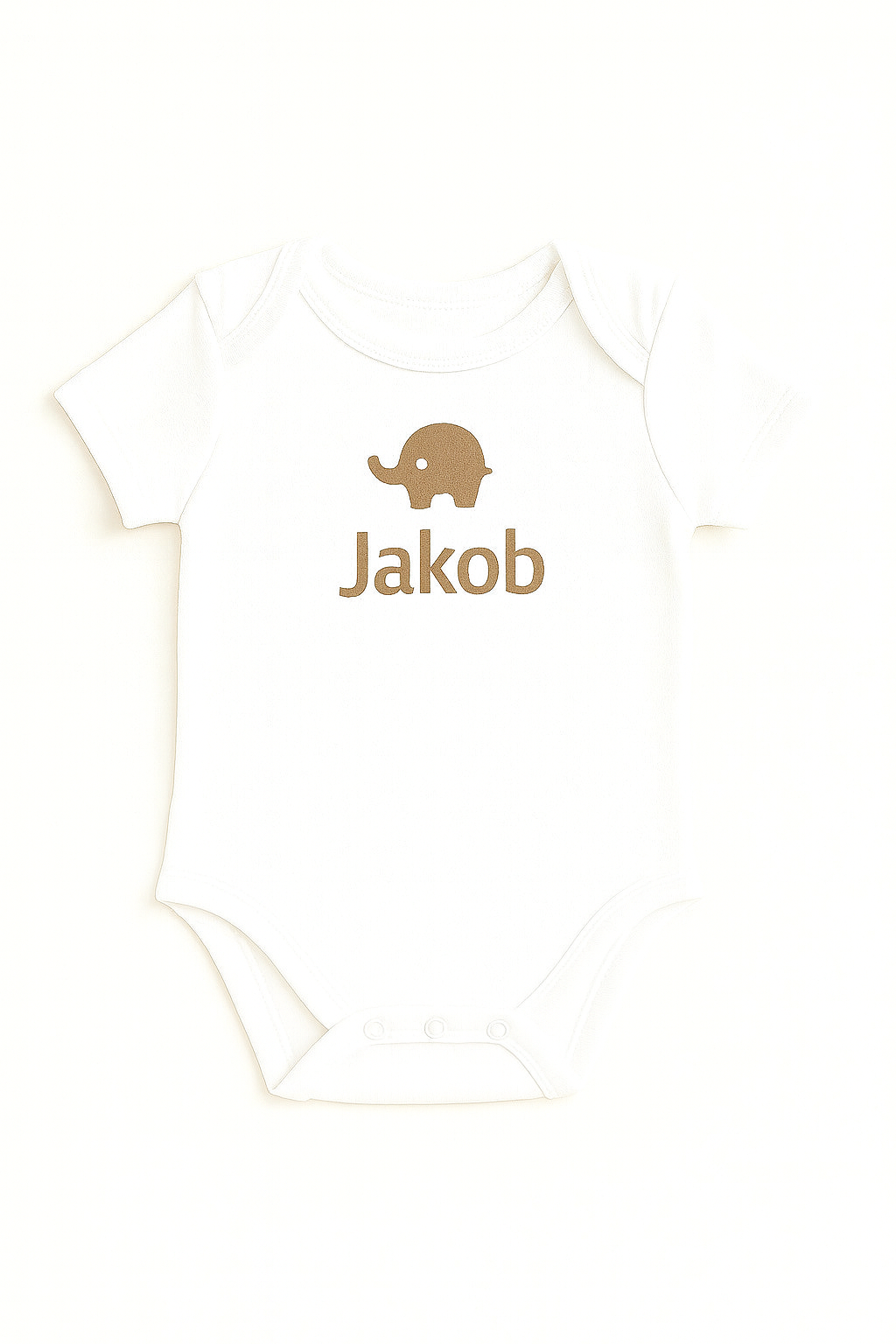 Kurzarm-Babybody mit Elefantenmotiv & Namen (100% Baumwolle)