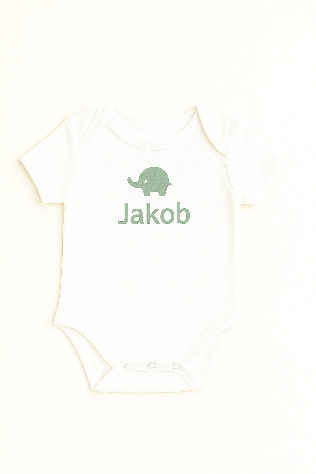 Kurzarm-Babybody mit Elefantenmotiv & Namen (100% Baumwolle)