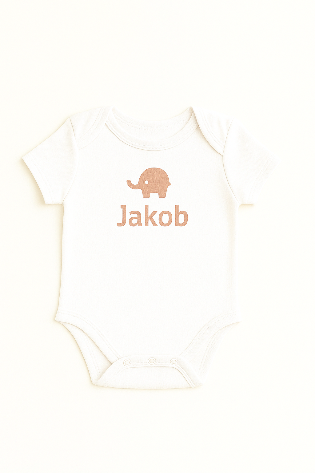 Kurzarm-Babybody mit Elefantenmotiv & Namen (100% Baumwolle)