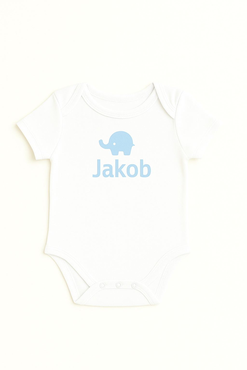 Kurzarm-Babybody mit Elefantenmotiv & Namen (100% Baumwolle)