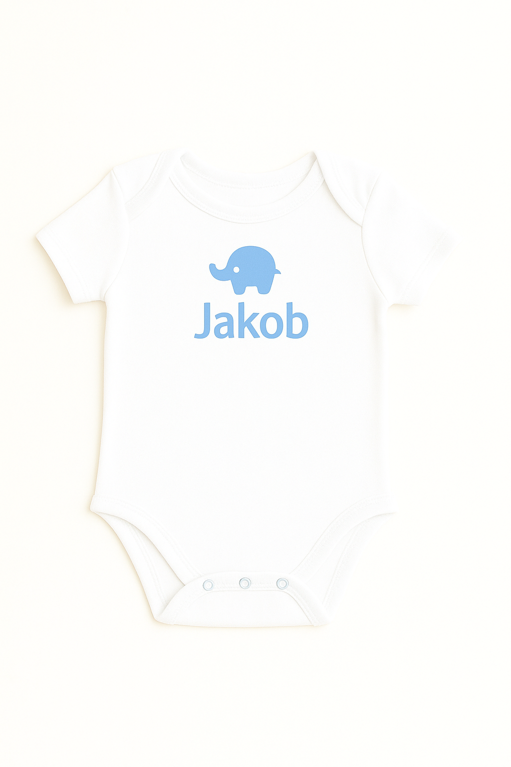 Kurzarm-Babybody mit Elefantenmotiv & Namen (100% Baumwolle)