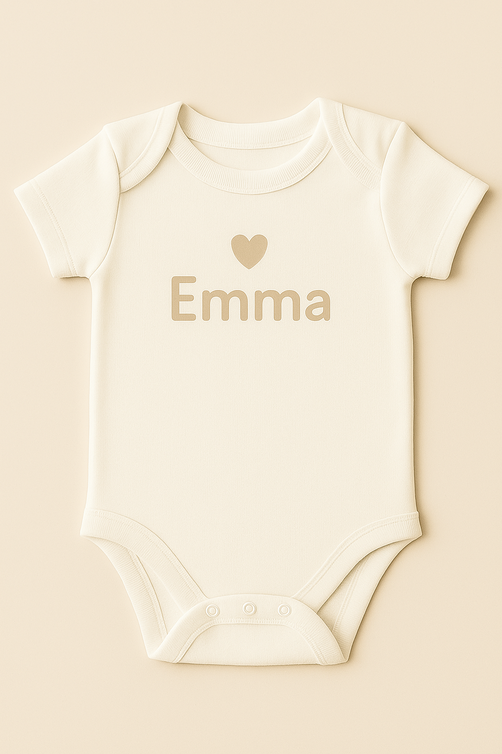 Personalized baby bodysuit with heart design & name (100% cotton)