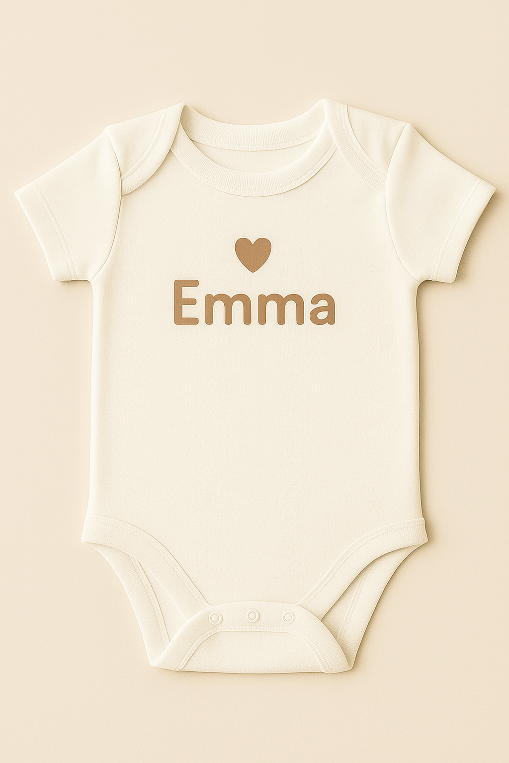 Personalized baby bodysuit with heart design & name (100% cotton)
