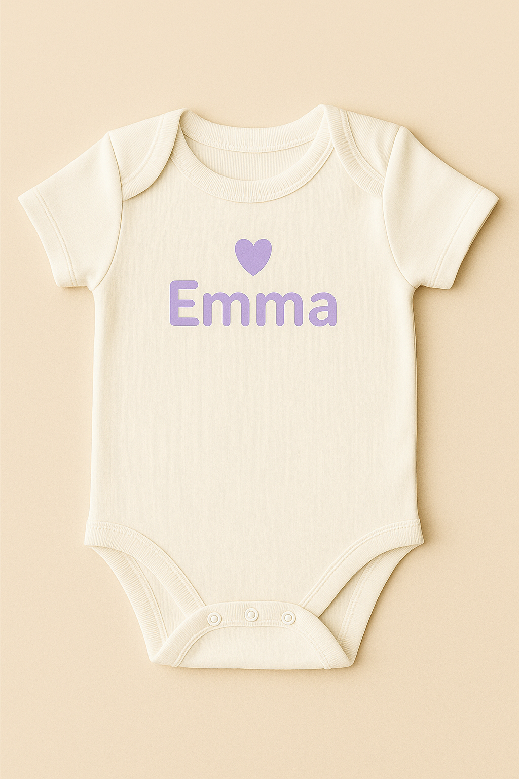 Personalized baby bodysuit with heart design & name (100% cotton)