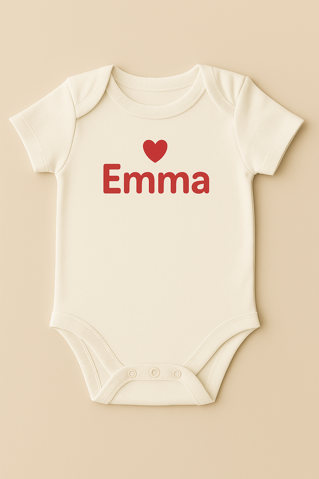Personalized baby bodysuit with heart design & name (100% cotton)