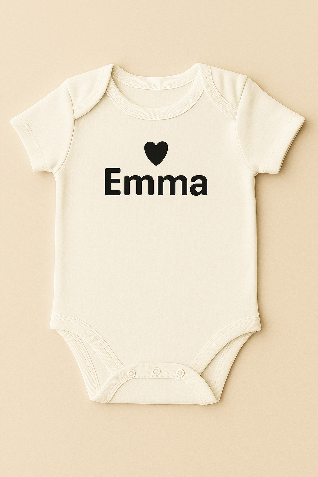 Personalized baby bodysuit with heart design & name (100% cotton)