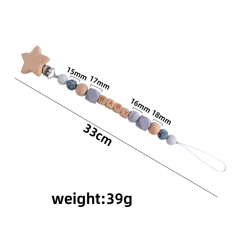 Schnullerkette mit Clip aus Holz