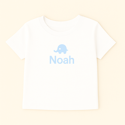 Kinder T-Shirt mit Elefantenmotiv & Name (100% Baumwolle)
