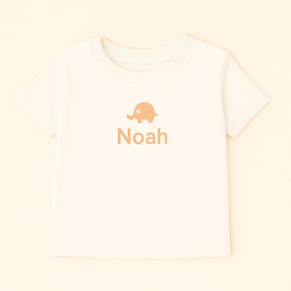 Kinder T-Shirt mit Elefantenmotiv & Name (100% Baumwolle)
