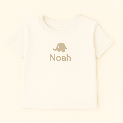 Kinder T-Shirt mit Elefantenmotiv & Name (100% Baumwolle)