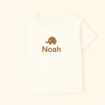 Kinder T-Shirt mit Elefantenmotiv & Name (100% Baumwolle)
