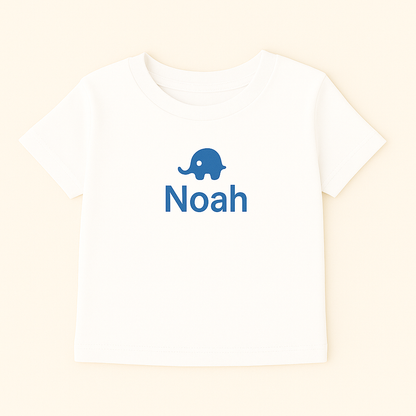 Kinder T-Shirt mit Elefantenmotiv & Name (100% Baumwolle)