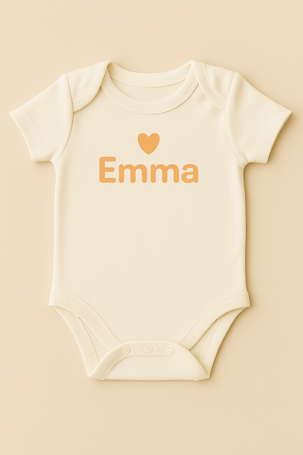 Kurzarm-Babybody mit Herzmotiv & Name (100% Baumwolle)